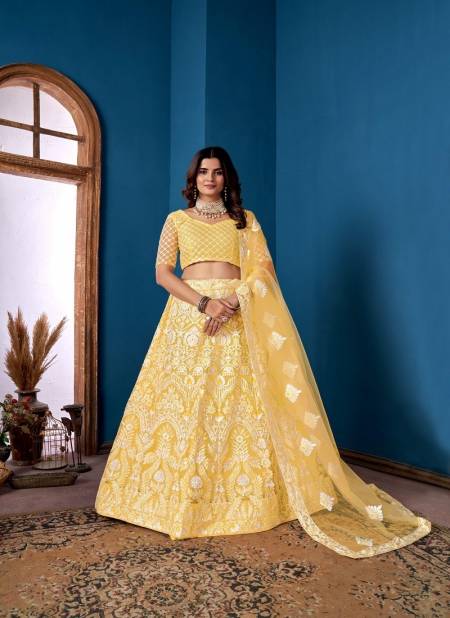 Yellow Colour Zeeya Rudrani By Varni Heavy Net Designer Lehenga Choli Catalog 21001