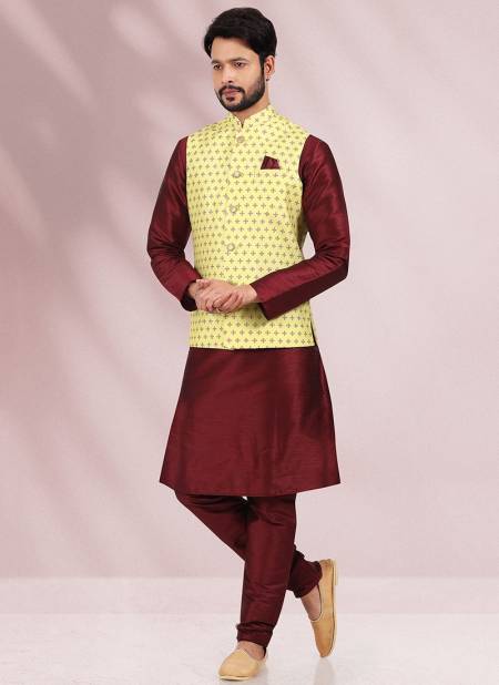 Yellow Ethnic Wear Wholesale Kurta Pajama With Jacket Catalog 1825