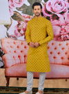 Yellow Fancy Cotton Festival Wear Designer Pintex Kurta Pajama 166837