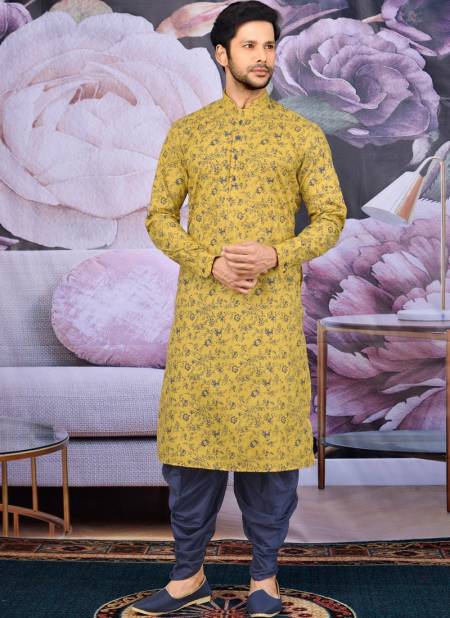 Yellow Fancy Cotton Party Wear Designer Plain Kurta With Dhoti 166830