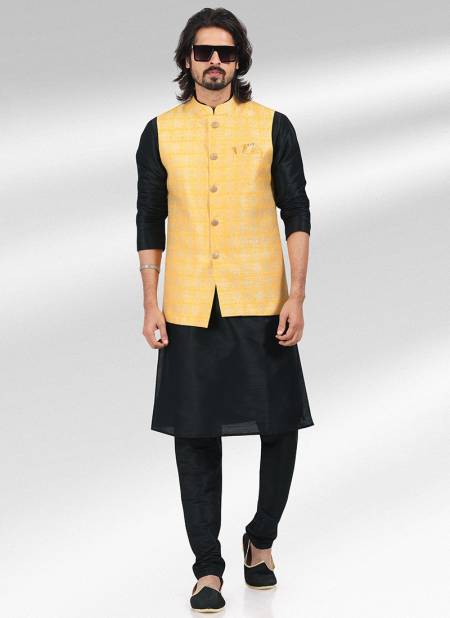 Yellow Function Wear Exclusive Wholesale Modi Jacket Kurta Pajama 1872