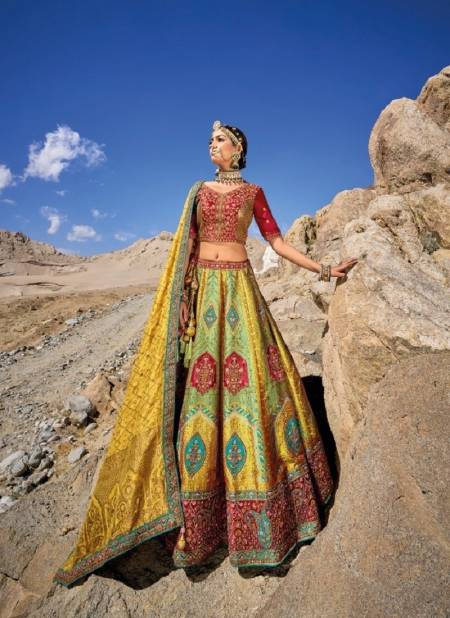 Yellow Green Colour Ladakh By MN 7201 To 7207 Wholesale Bridal Lehenga Choli Manufacturers 7205