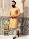 Yellow Jacquard Kurta Pajama 12857