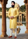 Yellow Jacquard Kurta 12910