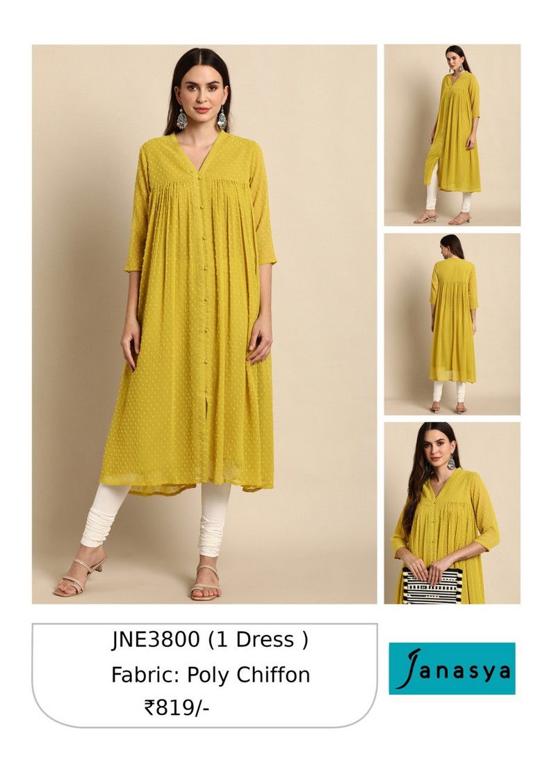 Yellow Janasya Printed Kurti Catalog 3800