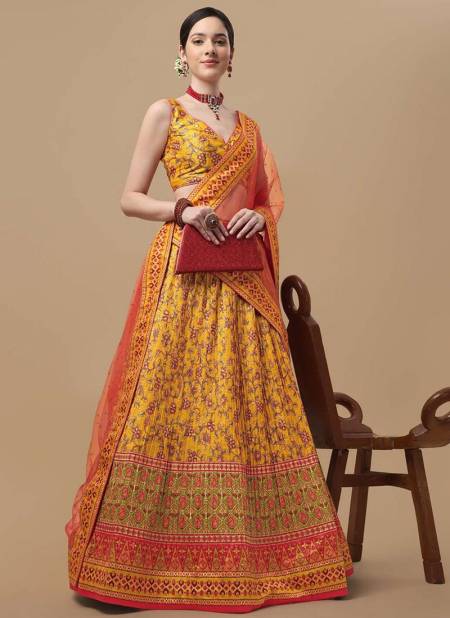 Yellow Kalamkari Lehenga Exclusive Wear Wholesale Designer Lehenga Catalog 1505