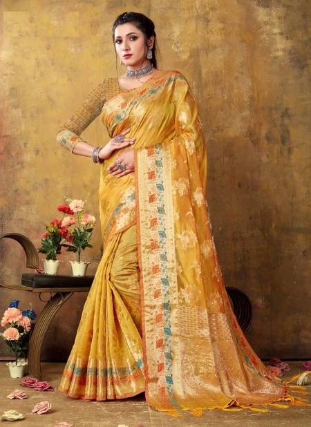 Yellow Kanika By Sangam Wedding Saree Catalog 10131