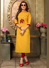 Yellow Festiver Wear Khadi Cotton Long Kurti 508