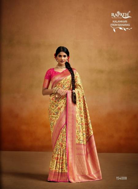 Yellow Moghra Silk By Rajpath Designer Saree Catalog 154008