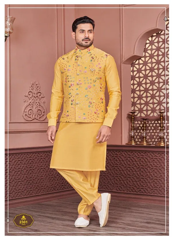 Occasion Wear Mens Modi Jacket Kurta Pajama Wholesale Market In Surat 