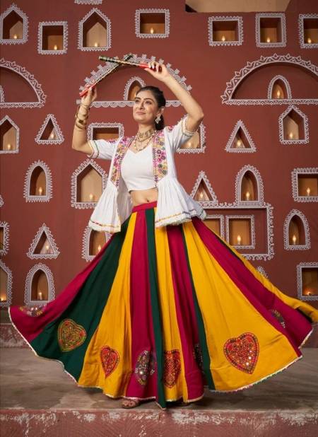 Yellow Multi Colour Raas Vol 17 By Shubhkala Navratri Lehenga Choli With Jacket Wholesale Online 2463