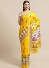 Yellow Pinted Bhagalpuri Saree 57