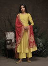 Yellow Noora Party Wear Readymade Hand Work Silk Dress J16