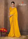 Yellow Subhash Georgette Foil Work Saree with Brocade Blouse Designer Rich Look Wedding Wear and Party Wear Saree 10314