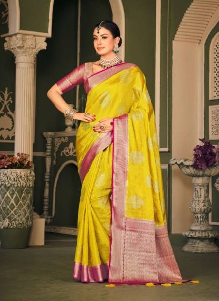 Yellow Trisha Royal By Pankh Tissue Silk Designer Saree Catalog 7906