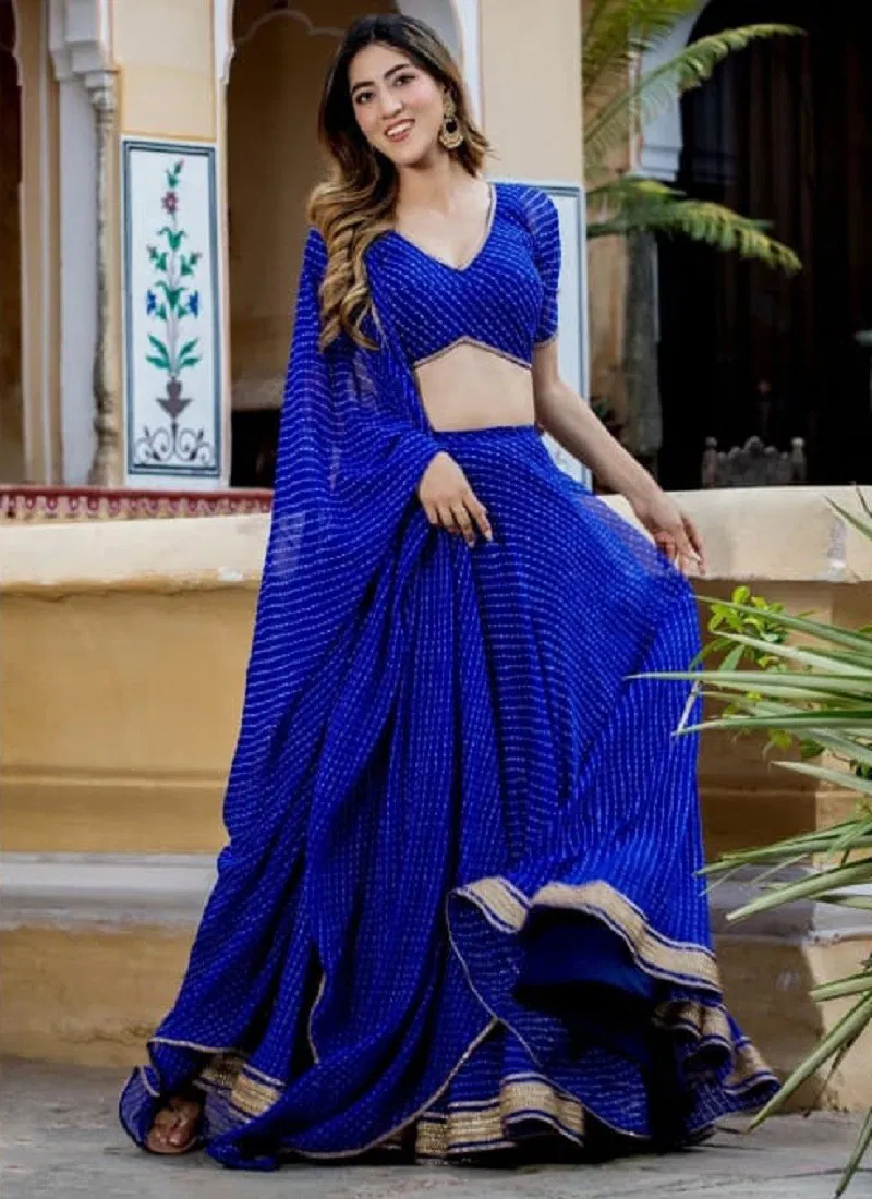 Zeel Clothing Vol 22 Designer Georgette Printed Lehenga Choli Exporters In India 15049-Blue