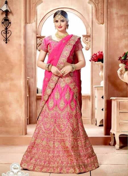 Pink Double Dupatta Zikkra Embroidery Work Designer Heavy Party Wear and Weddng Wear Lehenga Choli 7005 Catalog