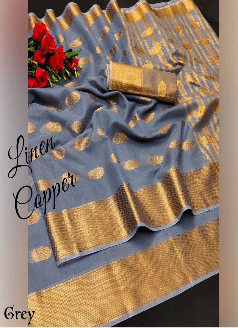 Aab Copper Linen Fancy Wholesale Non catalog Sarees Catalog