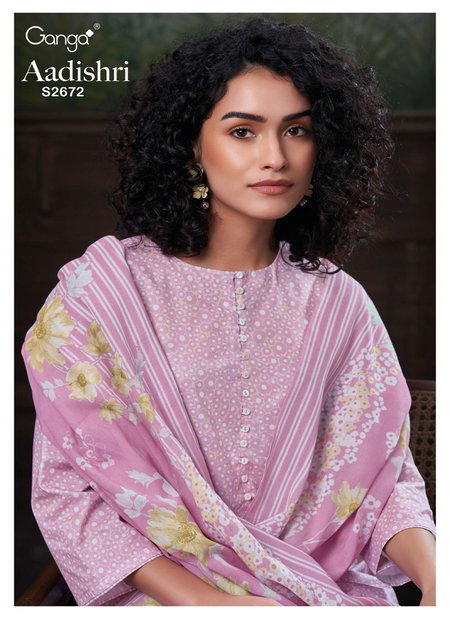 Aadhishri 2672 By Ganga Printed Premium Cotton Dress Material Wholesale Online