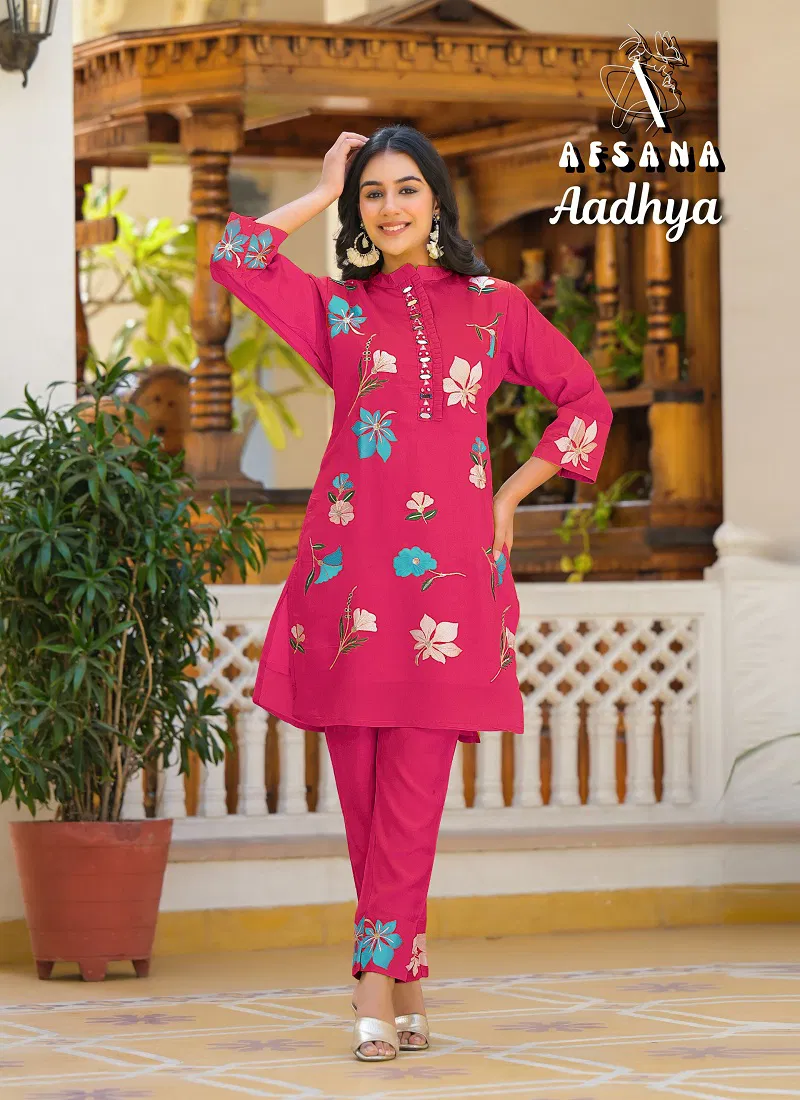 Aadhya By Afsana Roman Embroidery Co Ord Set Exporters In India