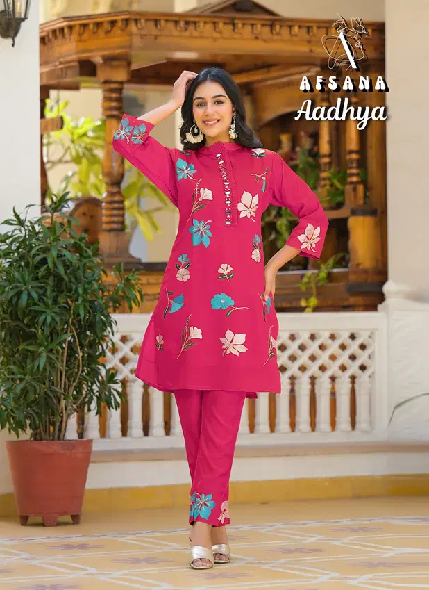 Aadhya By Afsana Roman Embroidery Co Ord Set Exporters In India