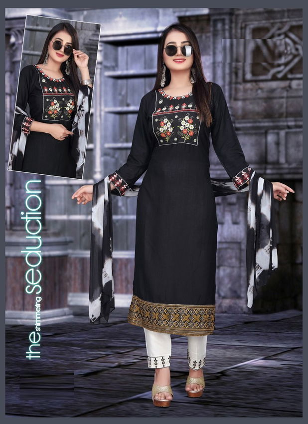 Aagya Armani Pant 1 Rayon Designer Fancy Wear Kurti Pant With Dupatta Collection