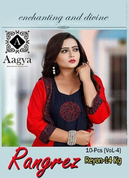 Aagya Rangrez 4 Latest fancy Designer Regular Casual Wear Rayon Designer Kurtis Collection
 Catalog