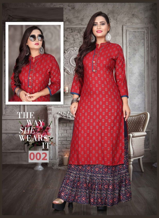 Aagya Retro Skirt 2 Rayon Printed Ethnic Wear Kurti With Skirt Collection