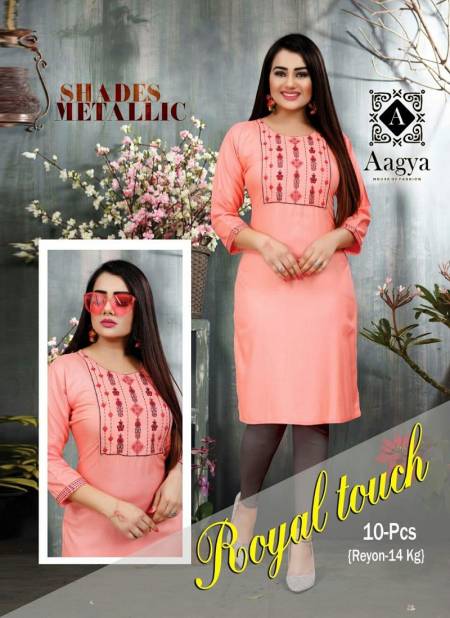Aagya Royal Touch Casual Wear Latest Designer Kurtis Collection
 Catalog