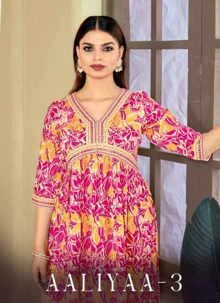 Aaliyaa 3 By Sangeet Embroidery Rayon Printed Kurtis Wholesale Market In Surat