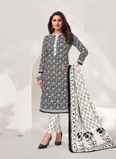Aaliza Vol 6 By Deeptex Black And White Printed Cotton Dress Material
