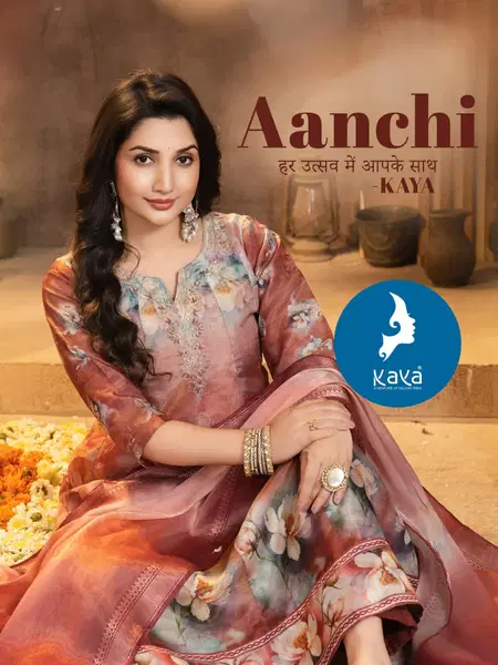 Aanchi By Kaya Tissue Shimmer Printed Wholesale Anarkali Suits Suppliers In Mumbai