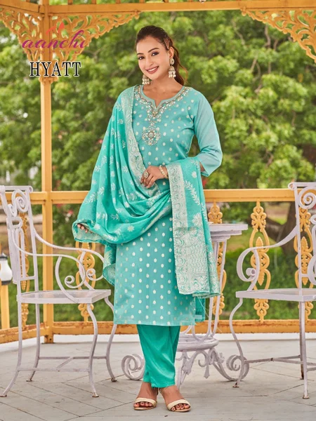 Hyatt By Aanchi Shimmer Butti Bulk Kurti With Bottom Dupatta Orders In India