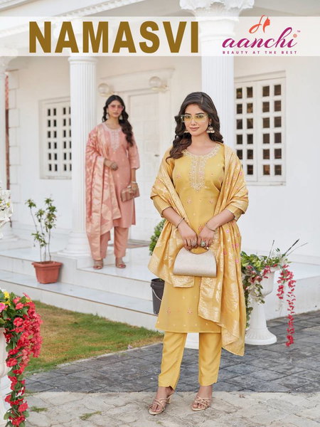 Namasvi By Aanchi Meena Jacquard Kurti Bottom With Dupatta Wholesale In India