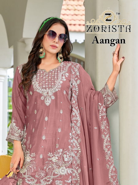 Aangan By Zorista Chinnon Silk Wholesale Plazzo Suits Suppliers In Mumbai