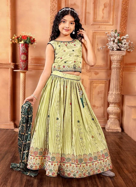 Aaradhna 647 Kids Chinon Silk Thread Work Lehenga Choli