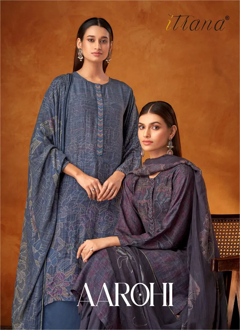 Aarohi By Itrana Sahiba Muslin Silk Digital Printed Dress Material Wholesale Shop In Surat Catalog