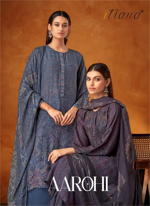 Aarohi By Itrana Sahiba Muslin Silk Digital Printed Dress Material Wholesale Shop In Surat