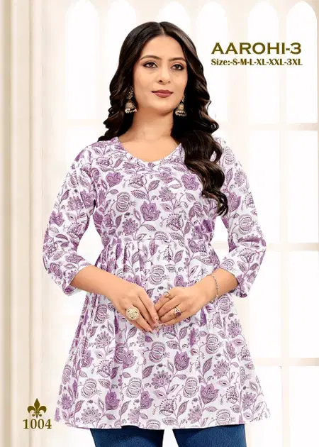 Aarohi Vol 3 By Sangeet Rayon Printed Short Ladies Top Wholesale Market In Surat
