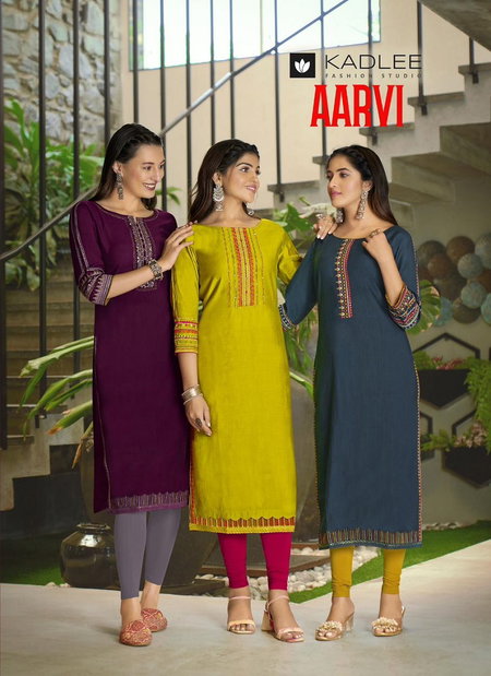 Aarvi By Kadlee Viscose Weaving Designer Kurtis Suppliers In India
