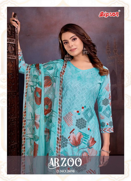 Aarzoo 2498 By Bipson Pure Cotton Schiffli Printed Dress Material Wholesale Clothing Suppliers In India