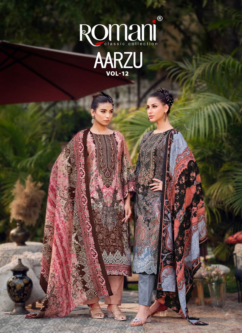 Aarzu Vol 12 By Romani Cotton Printed Dress Material Suppliers In India