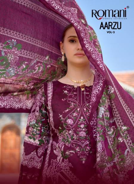 Aarzu Vol 3 By Romani Printed Soft Cotton Dress Material Wholesalers In Delhi
