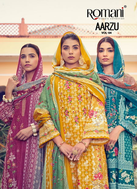 Aarzu Vol 4 By Romani Printed Soft Cotton Dress Material Wholesale Price In Surat
 Catalog