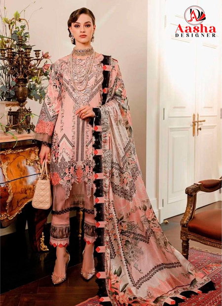 Aasha 1040 Cotton Printed Embroidery Patch Pakistani Suits Catalog

