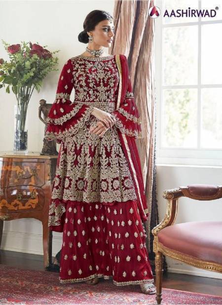 Aashirwad Premium Sharara Gold 7024 Color Series Georgette Wedding Salwar Suits Wholesale Price In Surat Catalog