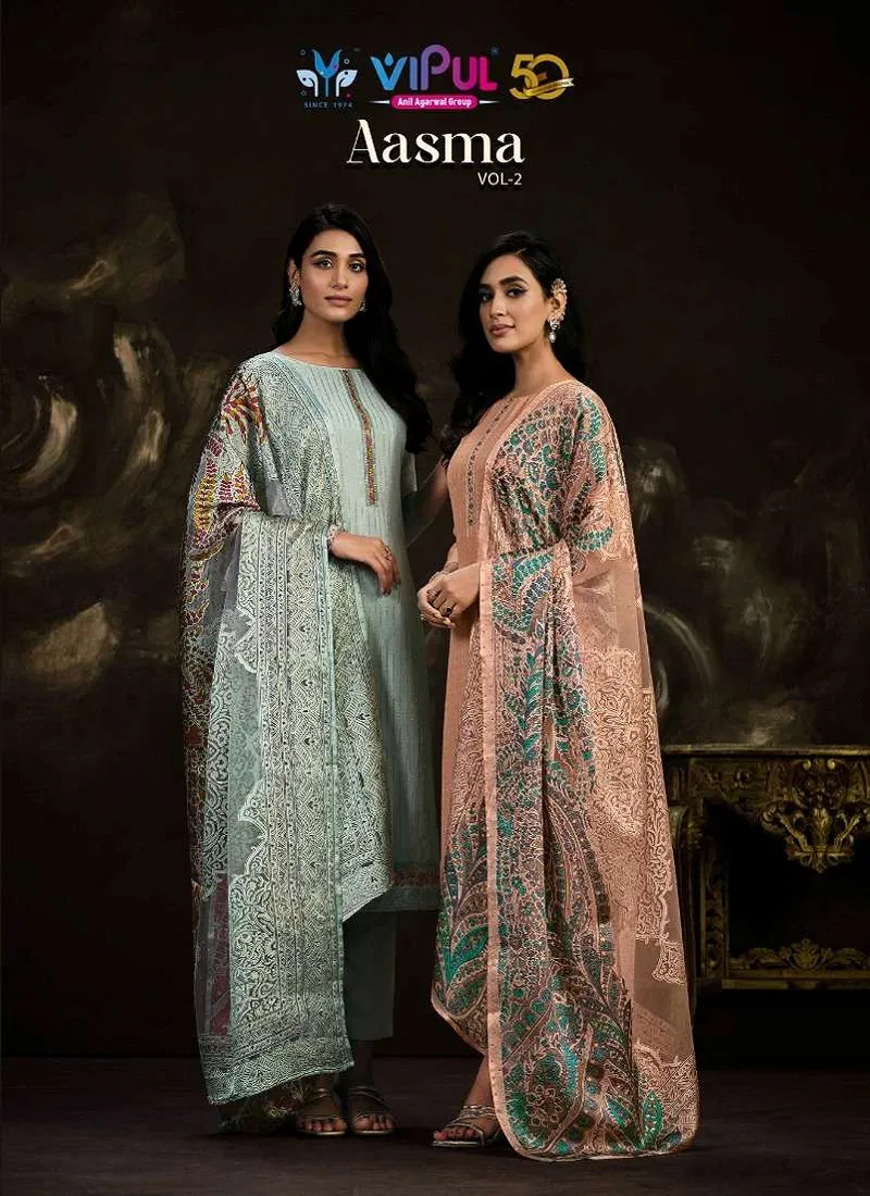 Aasma Vol 2 By Vipul Chinon Embroidery Salwar Suits Exporters In India Catalog