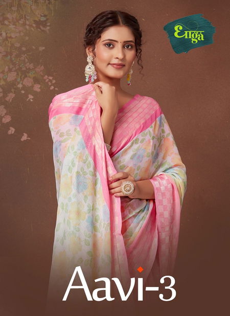 Aavi 3 By Dhaga Jari Chiffon Daily Wear Saree Wholesale In India Catalog