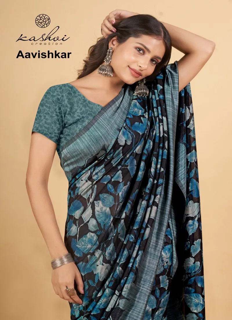 Aavishkar Vol 1 By Kashvi Black Vichitra Party Wear Sarees Wholesale Online