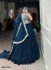 Aawiya 1405 Teal Designer Georgette Embroidery Wedding Wear Lehenga Choli Wholesale Price In Surat